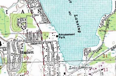 Lake Lansing Amusement Park - Topo Map (newer photo)